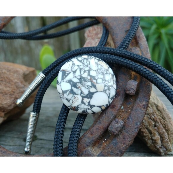 Handcrafted Terrazzo Mosaic Stone Bolo Tie - Picture 1 of 10